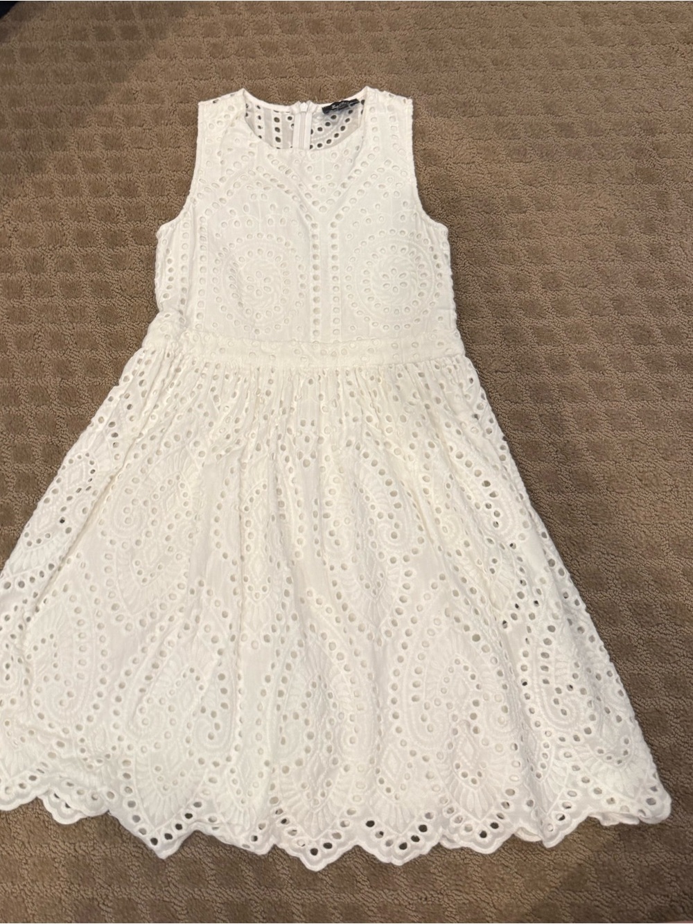 Girls' White Eyelet Sleeveless Formal Dress